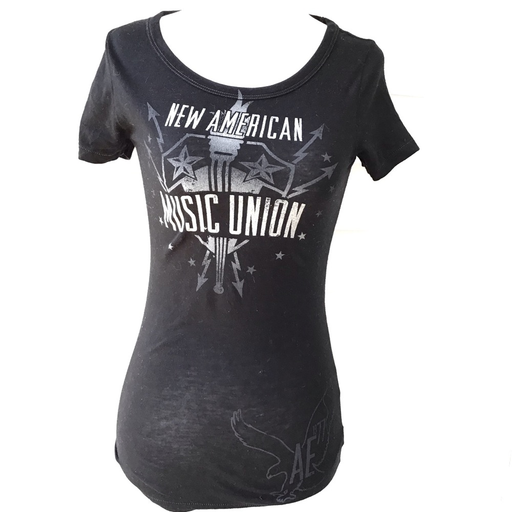 American Eagle Black Concert Tee XS Bob Dylan 2008 New American Music Union